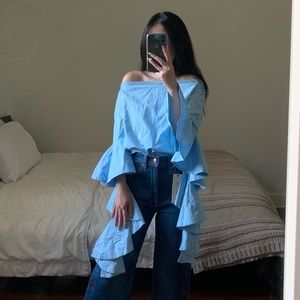 Style mafia ruffle sleeve off shoulder top